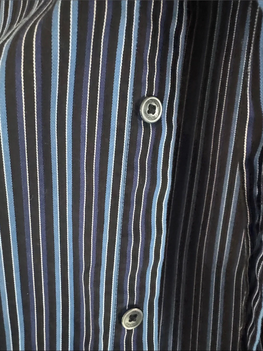 Calvin Klein Men's Black Shirt with Blue Pinstripes